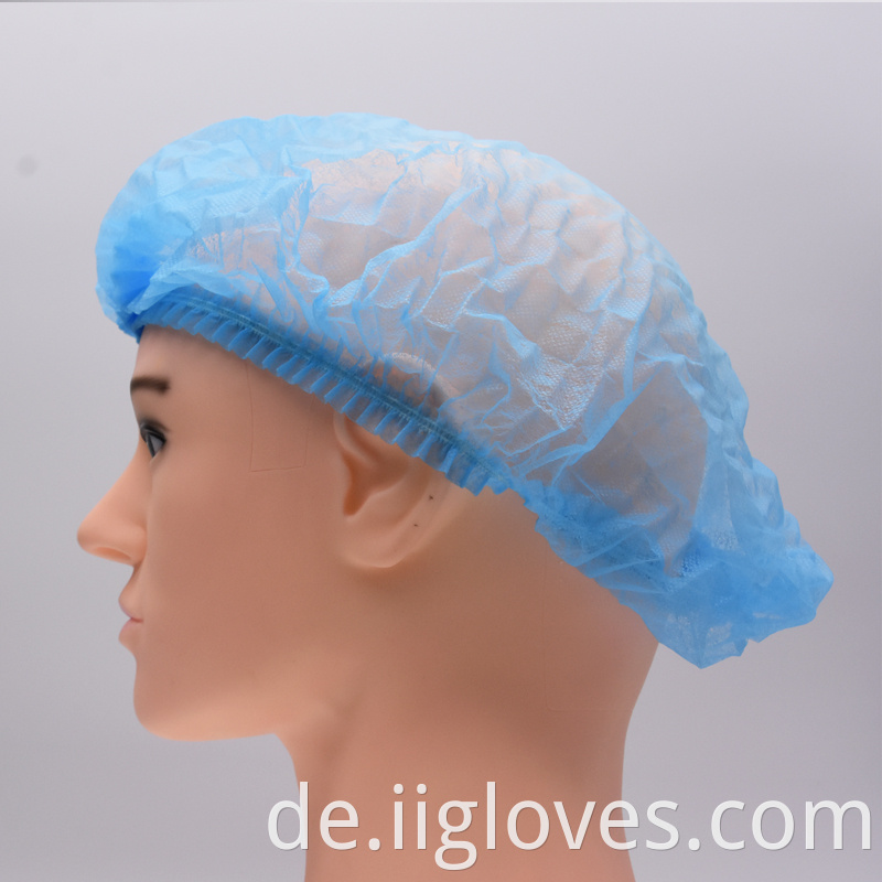 Einweg -medizinische medizinische nicht gewebte Streifenkappe Bouffant Head Cover Haarnetz Operation Arzt Krankenschwester Hut Round Mob Cap